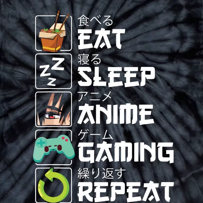 Eat Sleep Anime Gaming Repeat Kawaii Otaku Anime Manga Tie-Dye T-Shirt