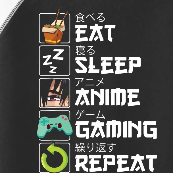 Eat Sleep Anime Gaming Repeat Kawaii Otaku Anime Manga Toddler Fine Jersey T-Shirt