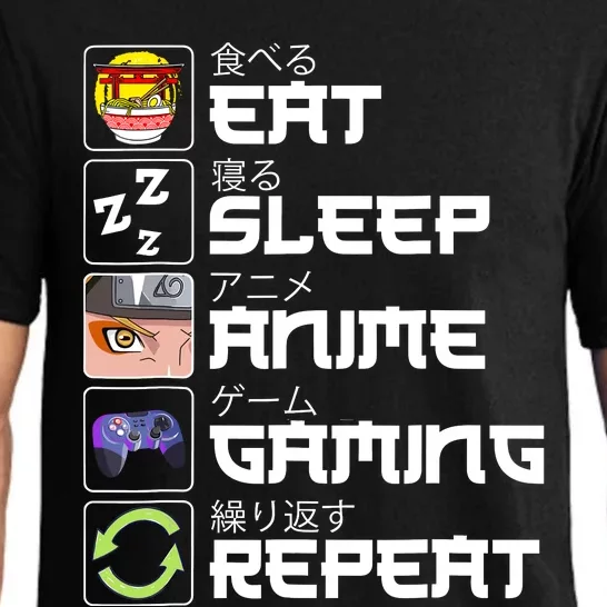 Eat Sleep Anime Gaming Repeat Kawaii Otaku Anime Manga Pajama Set