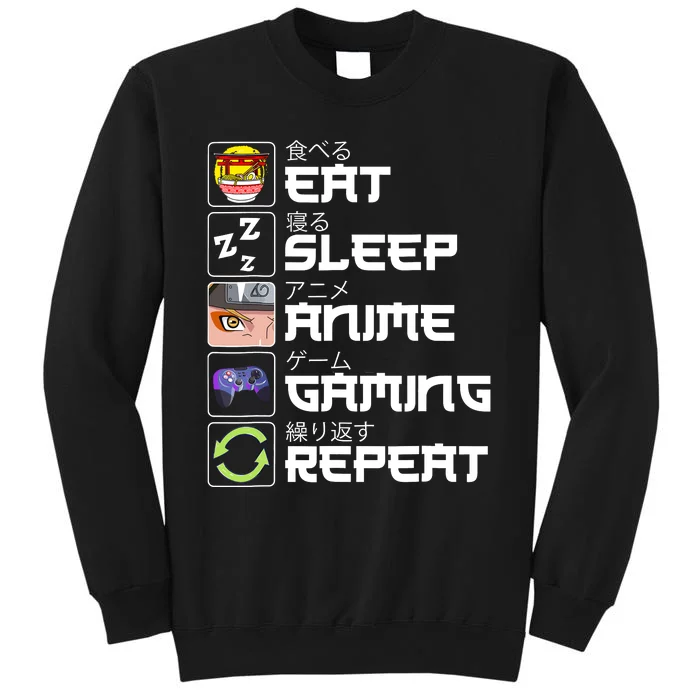 Eat Sleep Anime Gaming Repeat Kawaii Otaku Anime Manga Tall Sweatshirt