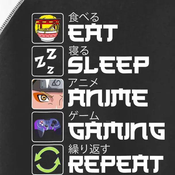 Eat Sleep Anime Gaming Repeat Kawaii Otaku Anime Manga Toddler Fine Jersey T-Shirt