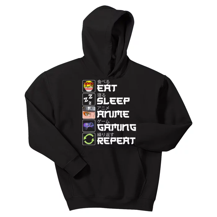 Eat Sleep Anime Gaming Repeat Kawaii Otaku Anime Manga Kids Hoodie