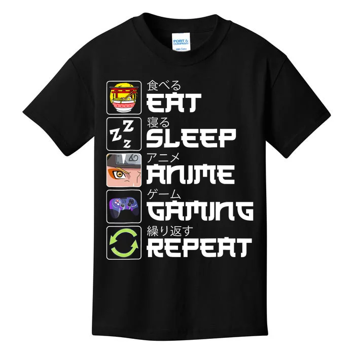 Eat Sleep Anime Gaming Repeat Kawaii Otaku Anime Manga Kids T-Shirt