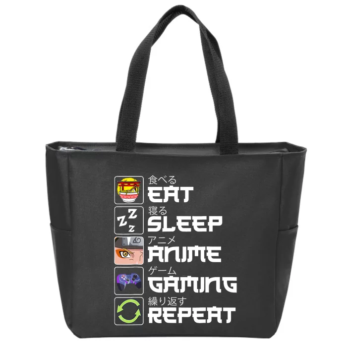 Eat Sleep Anime Gaming Repeat Kawaii Otaku Anime Manga Zip Tote Bag