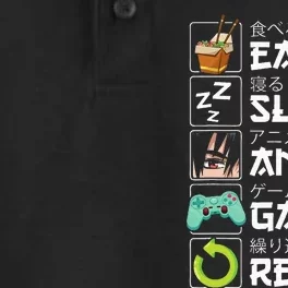 Eat Sleep Anime Gaming Repeat Kawaii Otaku Anime Manga Dry Zone Grid Performance Polo