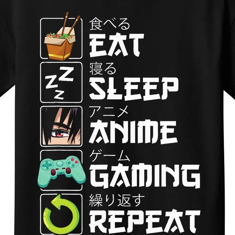 Eat Sleep Anime Gaming Repeat Kawaii Otaku Anime Manga Kids T-Shirt