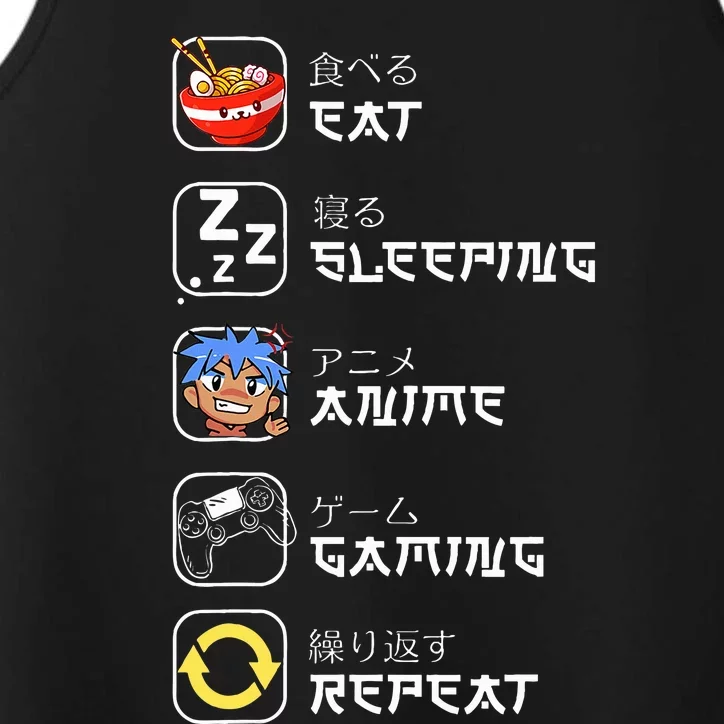 Eat Sleep Anime Gaming Repeat Japan Otaku Performance Tank