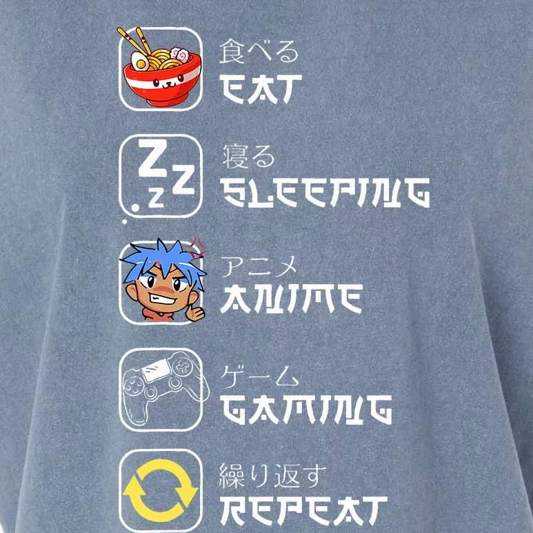 Eat Sleep Anime Gaming Repeat Japan Otaku Garment-Dyed Women's Muscle Tee