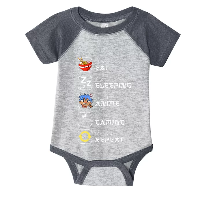 Eat Sleep Anime Gaming Repeat Japan Otaku Infant Baby Jersey Bodysuit