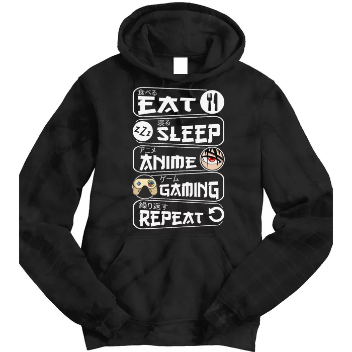 Eat Sleep Anime Gaming Repeat Kawaii Anime Gamer Gift Tie Dye Hoodie