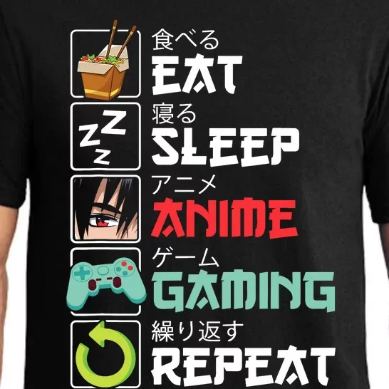 Eat Sleep Anime Gaming Repeat Kawaii Otaku Anime Manga Pajama Set