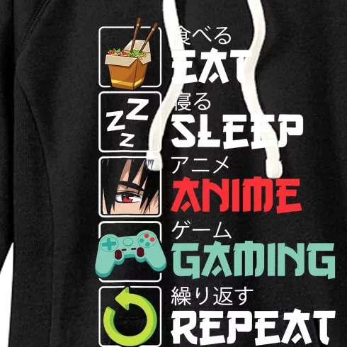 Eat Sleep Anime Gaming Repeat Kawaii Otaku Anime Manga Women's Fleece Hoodie