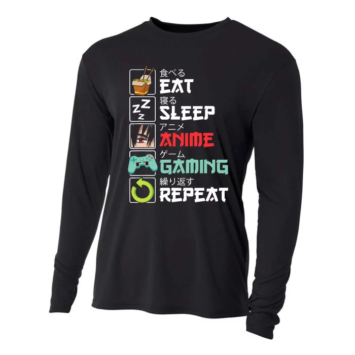 Eat Sleep Anime Gaming Repeat Kawaii Otaku Anime Manga Cooling Performance Long Sleeve Crew