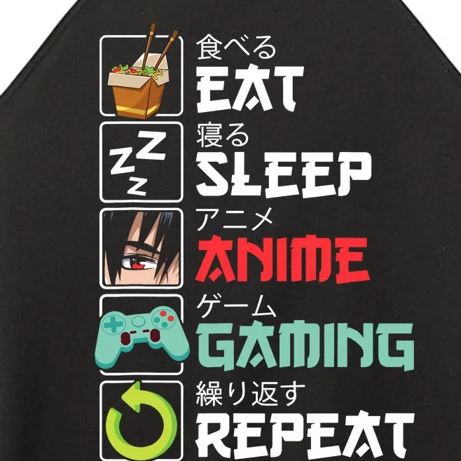 Eat Sleep Anime Gaming Repeat Kawaii Otaku Anime Manga Women’s Perfect Tri Rocker Tank