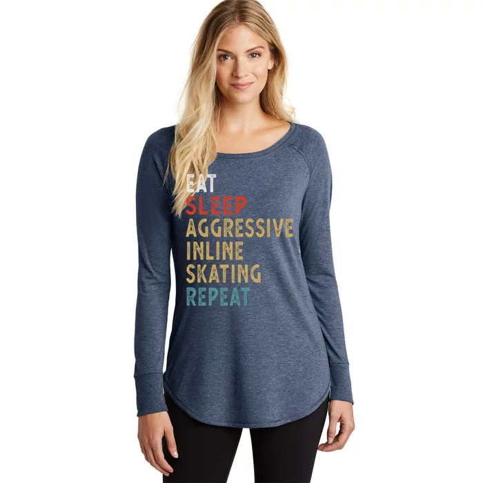 Eat Sleep Aggressive Inline Skating Repeat Funny Player Gift Cool Gift Women's Perfect Tri Tunic Long Sleeve Shirt