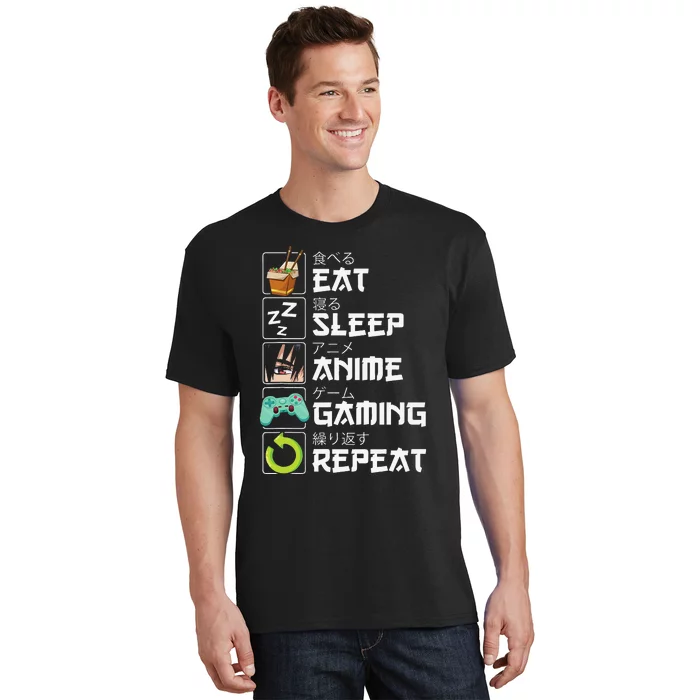 Eat Sleep Anime Gaming Repeat Kawaii Otaku Anime Manga T-Shirt