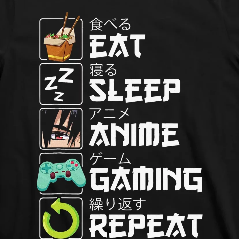 Eat Sleep Anime Gaming Repeat Kawaii Otaku Anime Manga T-Shirt