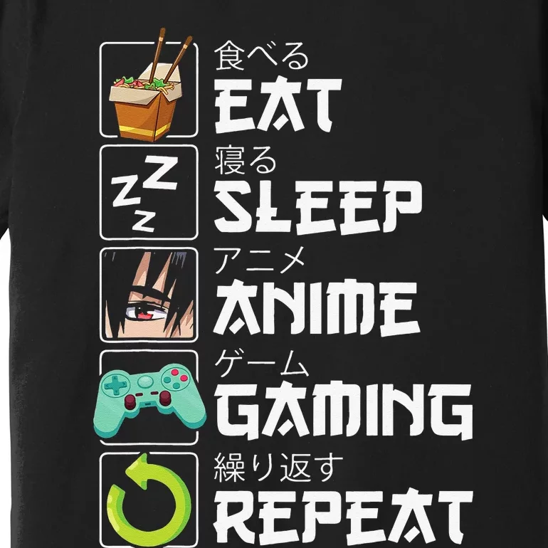 Eat Sleep Anime Gaming Repeat Kawaii Otaku Anime Manga Premium T-Shirt