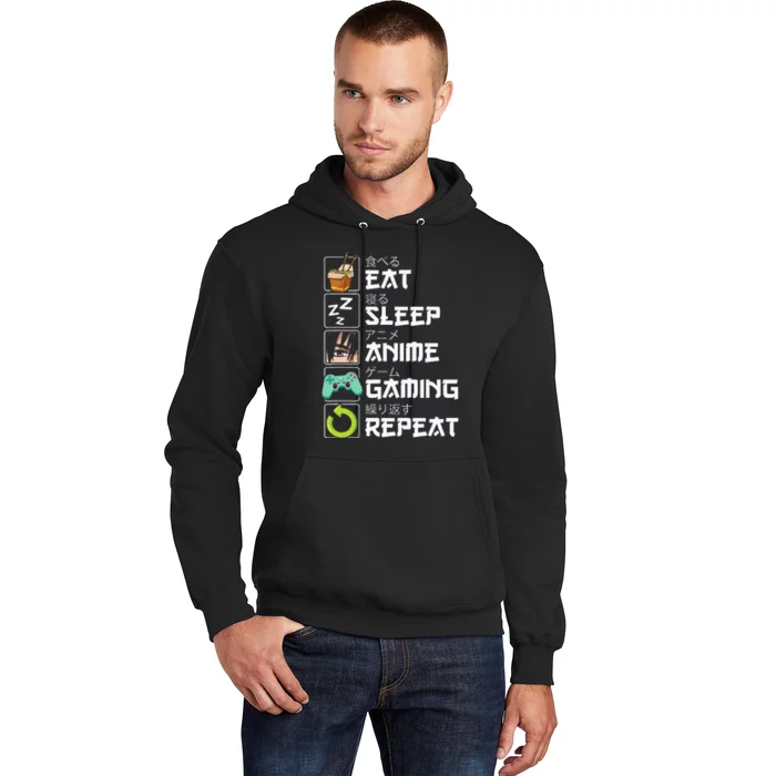 Eat Sleep Anime Gaming Repeat Kawaii Otaku Anime Manga Hoodie