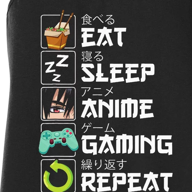 Eat Sleep Anime Gaming Repeat Kawaii Otaku Anime Manga Women's Racerback Tank