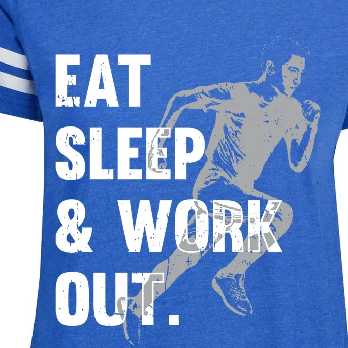 Eat Sleep And Work Out Gym Gift Enza Ladies Jersey Football T-Shirt