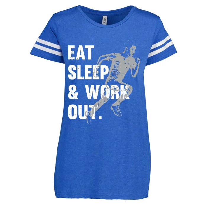 Eat Sleep And Work Out Gym Gift Enza Ladies Jersey Football T-Shirt