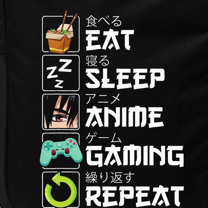 Eat Sleep Anime Gaming Repeat Kawaii Otaku Anime Manga Impact Tech Backpack