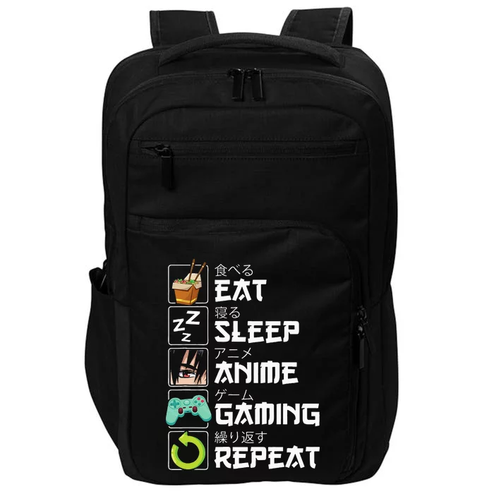 Eat Sleep Anime Gaming Repeat Kawaii Otaku Anime Manga Impact Tech Backpack