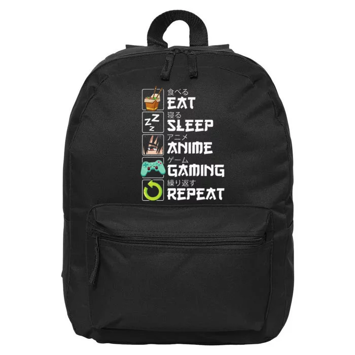 Eat Sleep Anime Gaming Repeat Kawaii Otaku Anime Manga 16 in Basic Backpack