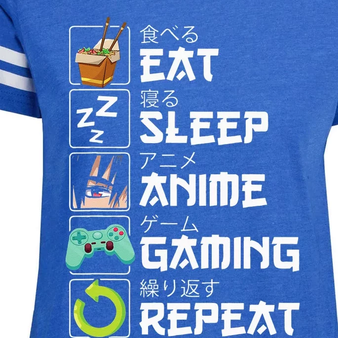 Eat Sleep Anime Gaming Repeat Kawaii Otaku Anime Manga Enza Ladies Jersey Football T-Shirt