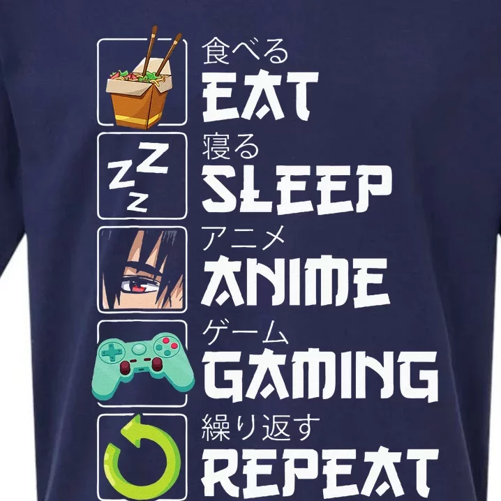 Eat Sleep Anime Gaming Repeat Kawaii Otaku Anime Manga Sueded Cloud Jersey T-Shirt