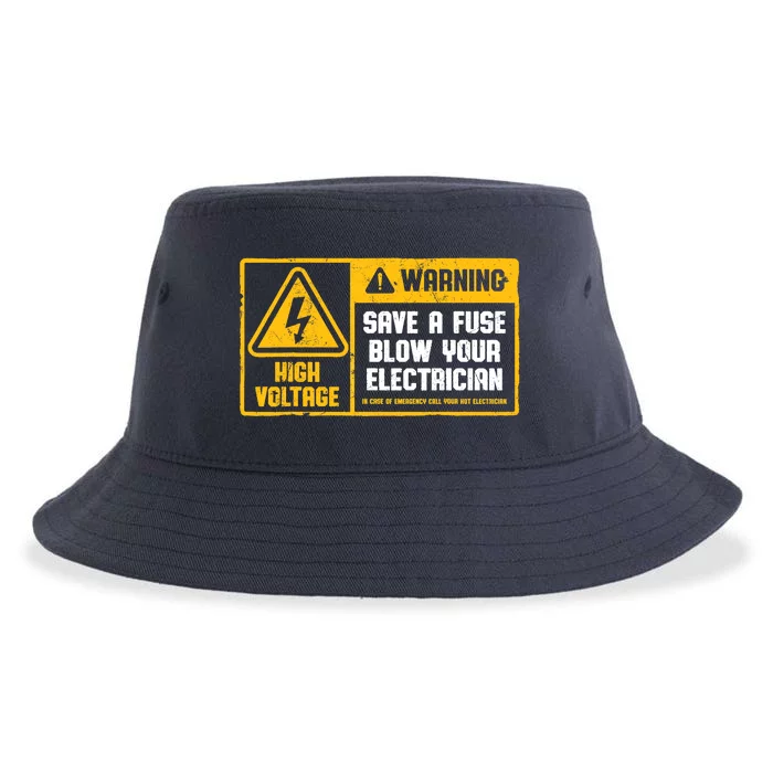 Electrician Save A Fuse Funny Lineman Wireman Retro Vintage Sustainable Bucket Hat