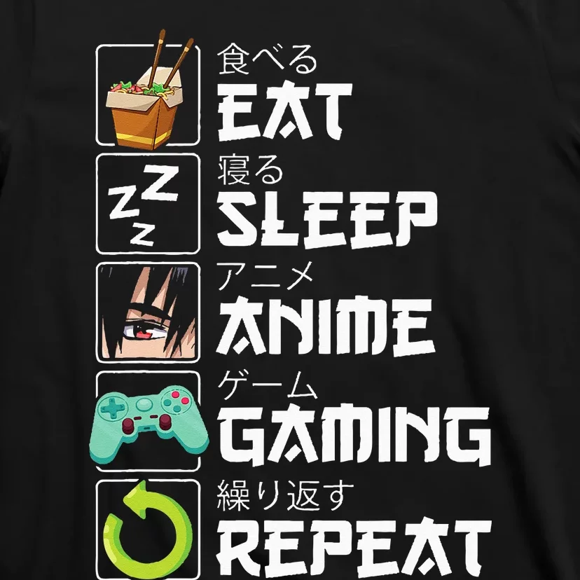 Eat Sleep Anime Gaming Repeat Kawaii Otaku Anime Manga T-Shirt