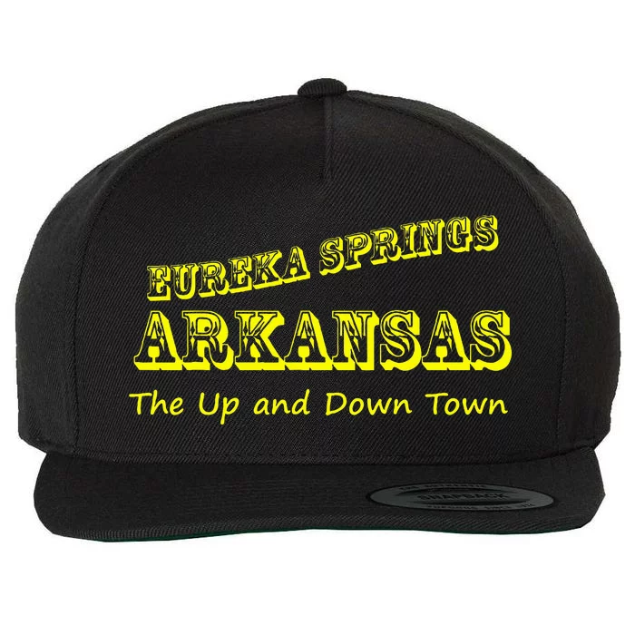 Eureka Springs Arkansas Up And Down Town Souvenir Wool Snapback Cap