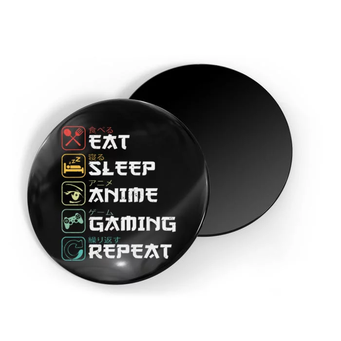 Eat Sleep Anime Gaming Repeat Retro Otaku Anime Manga Magnet