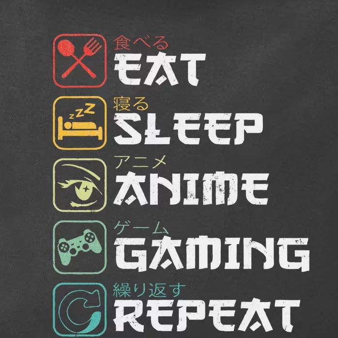 Eat Sleep Anime Gaming Repeat Retro Otaku Anime Manga Zip Tote Bag