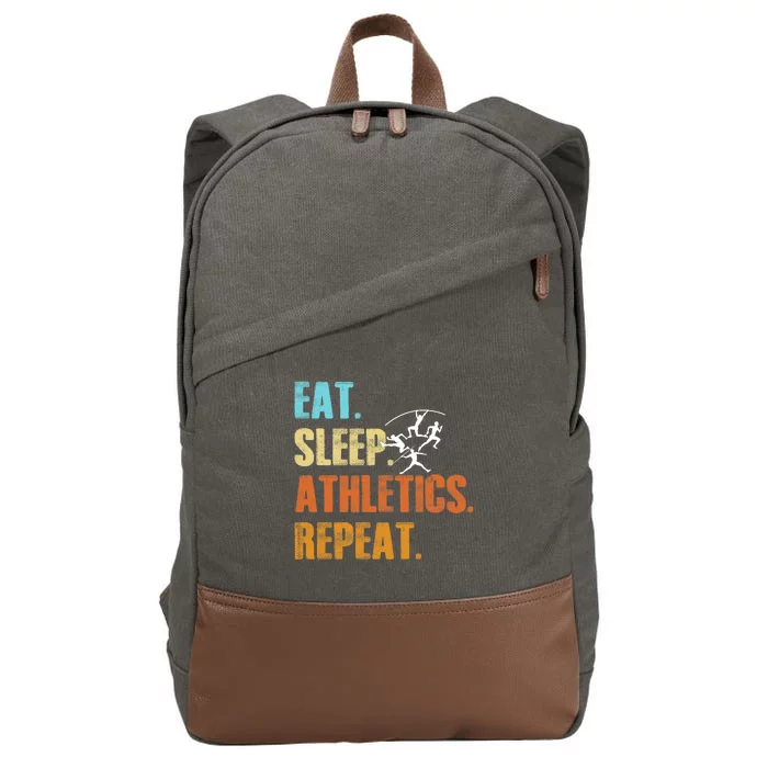 Eat Sleep Athletics Repeat Funny Sports Athletes Premium Cotton Canvas Backpack