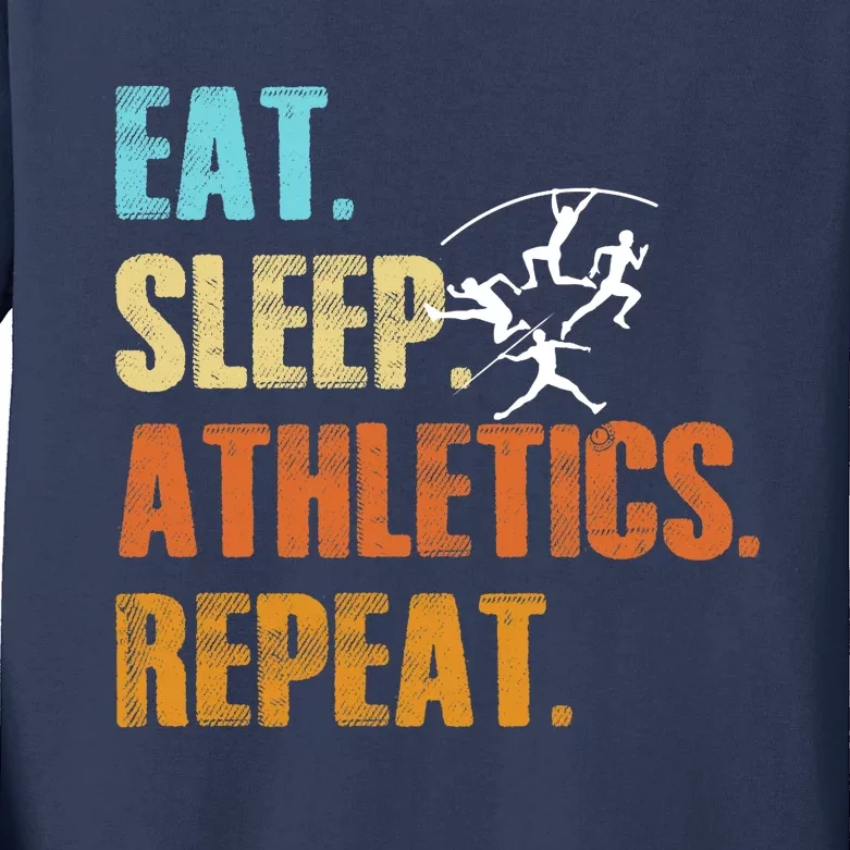 Eat Sleep Athletics Repeat Funny Sports Athletes Premium Kids Long Sleeve Shirt