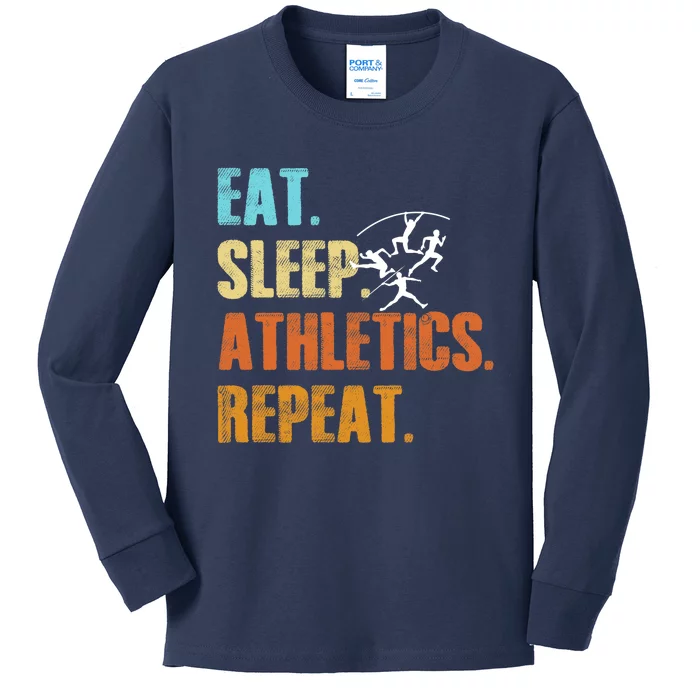 Eat Sleep Athletics Repeat Funny Sports Athletes Premium Kids Long Sleeve Shirt