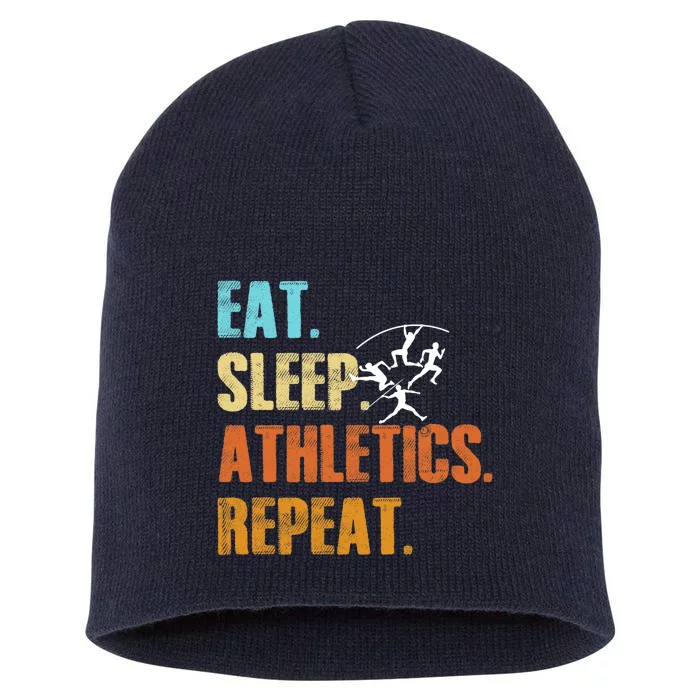 Eat Sleep Athletics Repeat Funny Sports Athletes Premium Short Acrylic Beanie