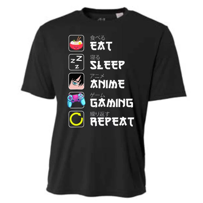 Eat Sleep Anime Gaming Repeat Japan Kawaii Manga Anime Gifts Cooling Performance Crew T-Shirt