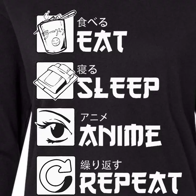 Eat Sleep Anime Repeat Manga Womens Cotton Relaxed Long Sleeve T-Shirt