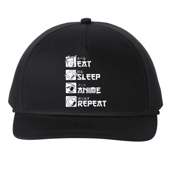 Eat Sleep Anime Repeat Manga Snapback Five-Panel Rope Hat