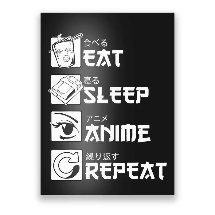 Eat Sleep Anime Repeat Manga Poster