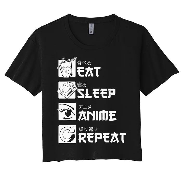 Eat Sleep Anime Repeat Manga Women's Crop Top Tee