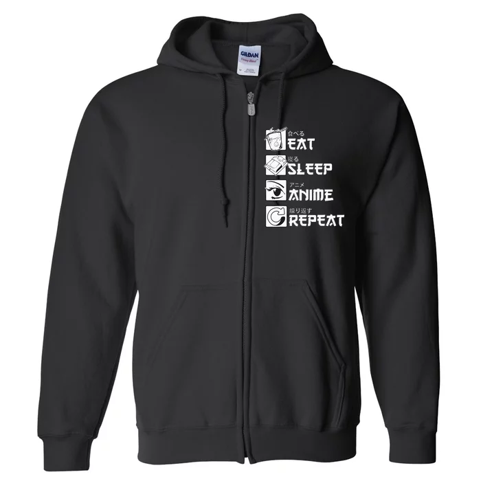 Eat Sleep Anime Repeat Manga Full Zip Hoodie