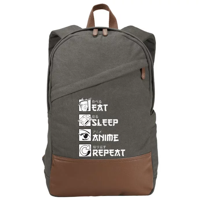 Eat Sleep Anime Repeat Manga Cotton Canvas Backpack