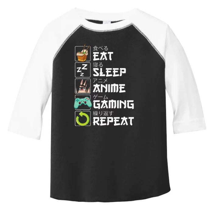 Eat Sleep Anime Gaming Repeat Kawaii Otaku Anime Manga Toddler Fine Jersey T-Shirt