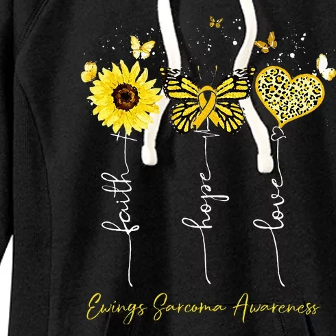 Ewings Sarcoma Awareness Faith Hope Love Leopard Sunflower Women's Fleece Hoodie