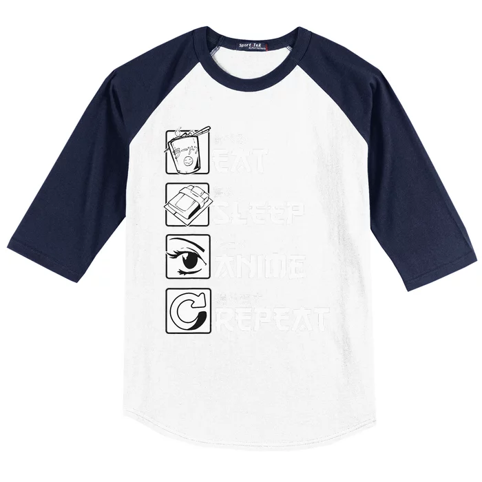 Eat Sleep Anime Repeat Manga Baseball Sleeve Shirt